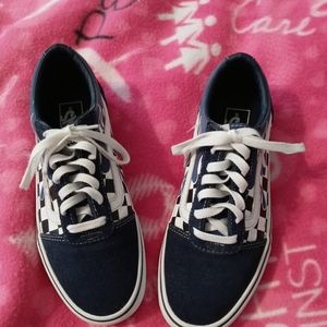 Navy blue and white vans